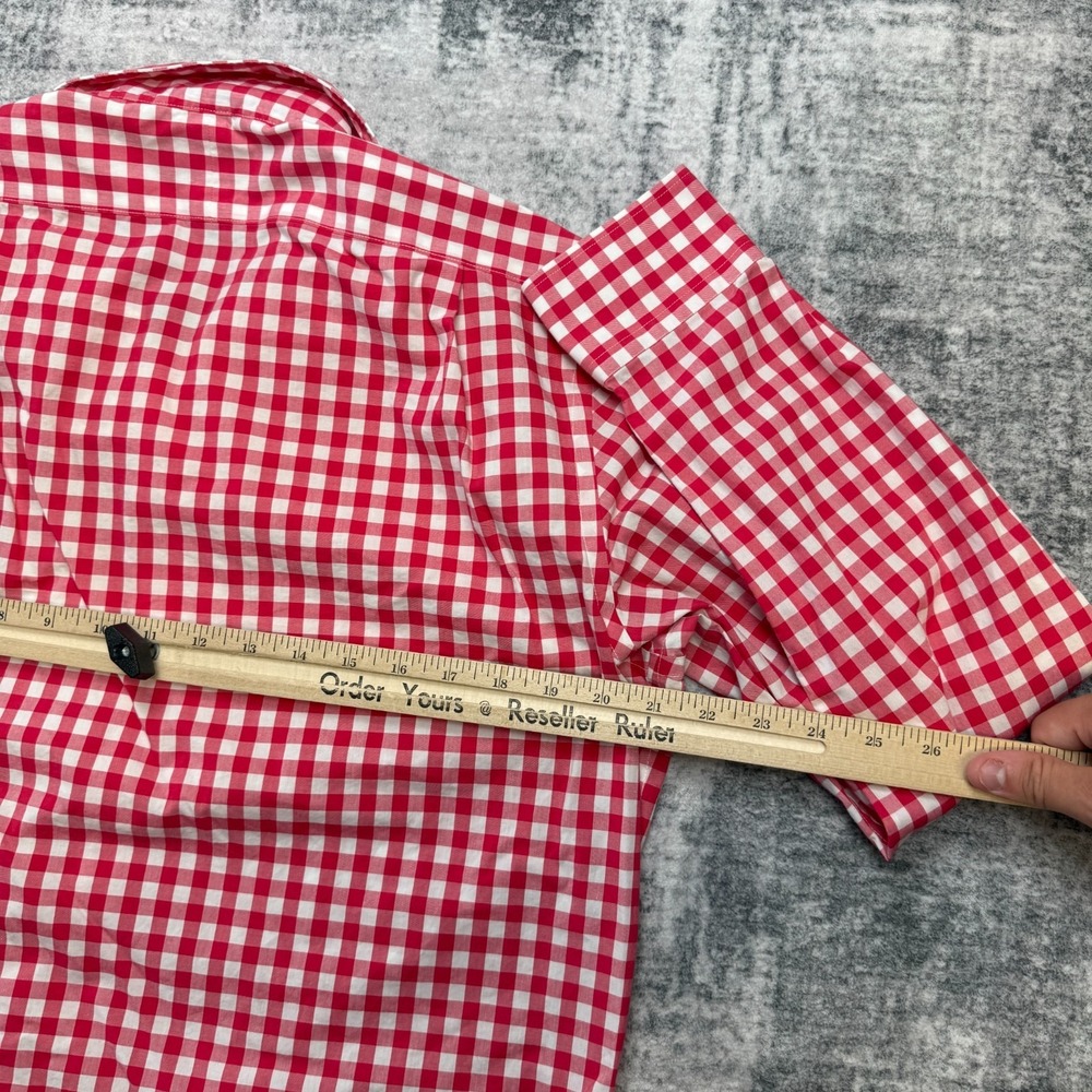 Polo Ralph Lauren Shirt Mens Medium Red White Gingham Check Non Iron Poplin READ - Picture 9 of 11